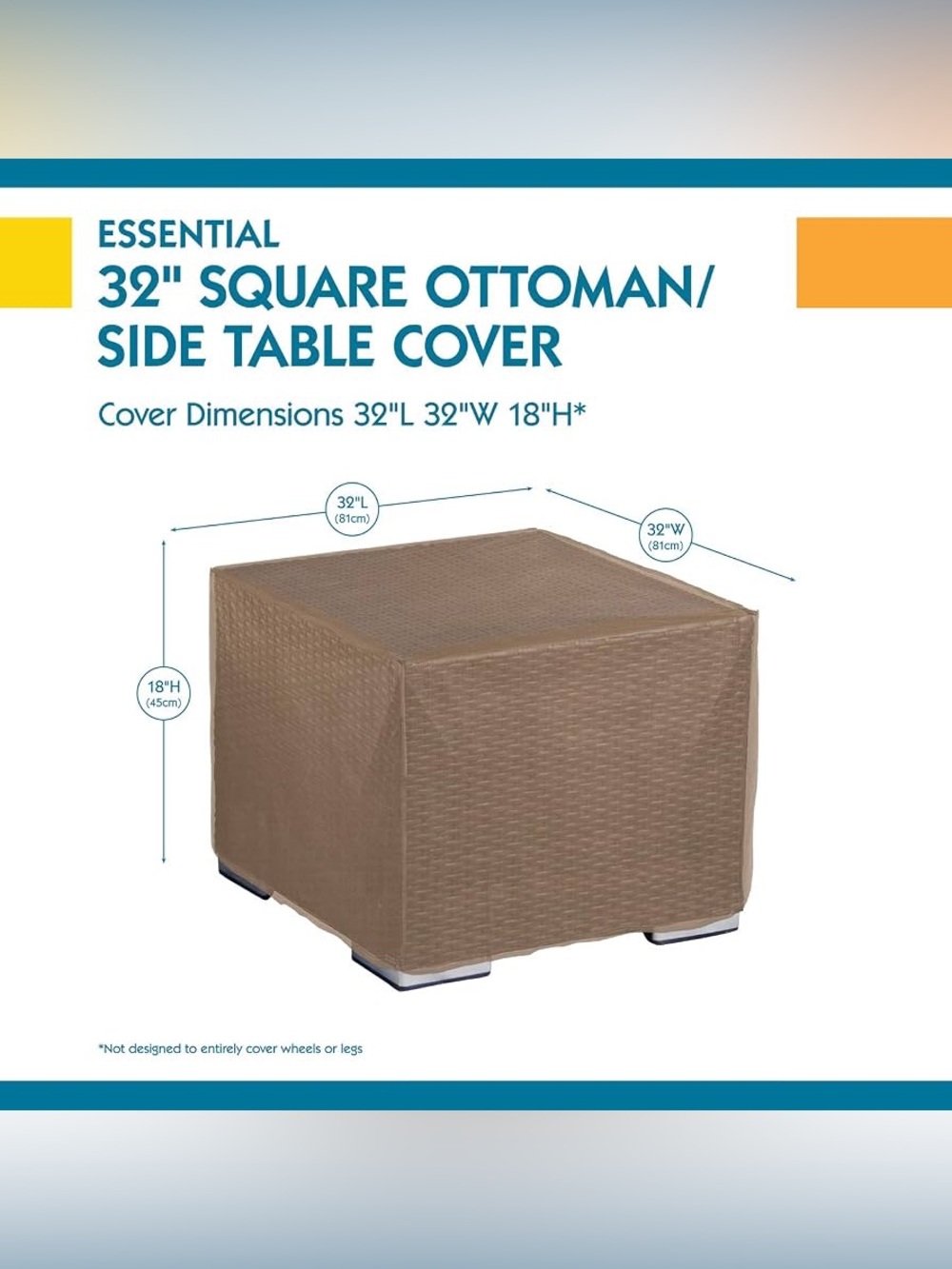 DUCKCOVERS Essential Water-Resistant 32x32x18 Square Patio Ottoman/Side table